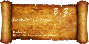 Borbély Zina névjegykártya