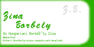 zina borbely business card